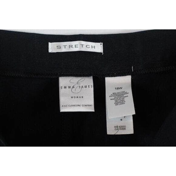 Emma James Stretch Black Women's Dress Pants Front Zip Hook & Eye 18W 056 - Picture 2 of 4